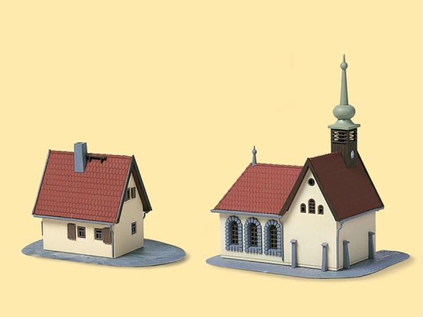 Auhagen - 14461 - Dorfkirche mit Pfarrhaus (Bausatz)
