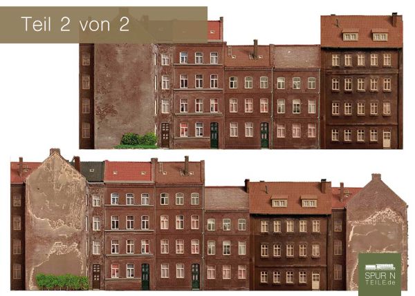 Preview: fs-modellbahn - N003 - Hintergrundkulisse / Häuserzeile mit verschidenen Dachhöhen (circa 104 cm)