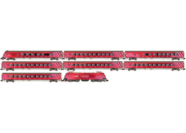 Hobbytrain - H25227 - Personenzug mit Rh 1116 ÖBB Railjet Jubiläums-Edition 100 Jahre ÖBB - 8teilig