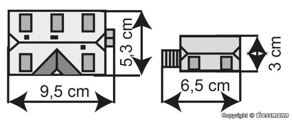 Preview: Kibri - 37112 - Eisenbahnergebaeude mit Nebengebäude (Bausatz)