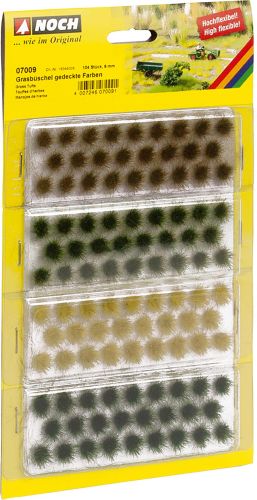 Noch - 07009 - Grasbüschel (dunkelgrün, mittelgrün, braun, gold-gelb, 104 Stück, je 6 mm)
