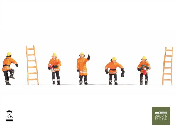 Noch - 36022 - Feuerwehr orange (5 Figuren & 2 Leitern)
