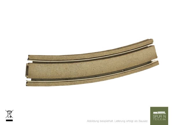 N-Tram - 206-3X3010A - Nm - R10 / Radius 475 mm - 22,5°, gebogenes Gleis asphaltiert (Bausatz)