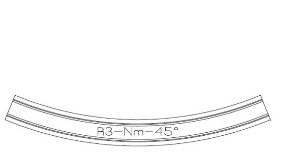 N-Tram - 206-335000P - Nm - R3 / Radius 131,4 mm - 45°, gebogenes Gleis im Pflaster