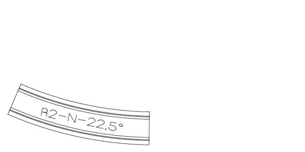 N-Tram - 209-324000P - R2-N-22,5°-P, geb. Gleis im Pflaster, R 139 mm