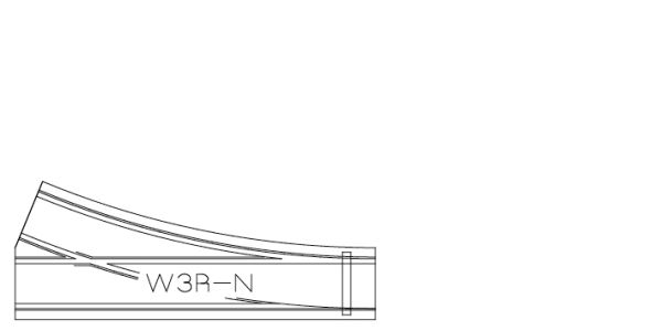 N-Tram - 209-434065RA - W3R-N-A, Weiche rechts, im Asphalt, 22,5°