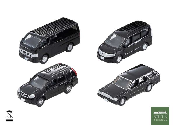 Tomytec - 973709 - Car-Collection, 4x Nissan, schwarz