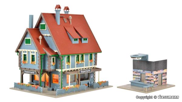 Vollmer - 47660 - Supermarkt mit Inneneinrichtung (Bausatz)