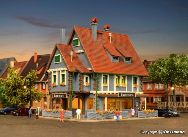 Preview: Vollmer - 47660 - Supermarkt mit Inneneinrichtung (Bausatz)