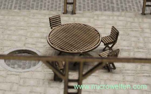 Micro Welten - 01-27 - Runder Tisch mit Stühlen N (Bausatz)