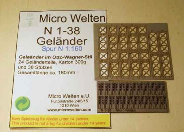 Micro Welten - 01-38 - Geländer Otto-Wagner-Stil N (Bausatz)
