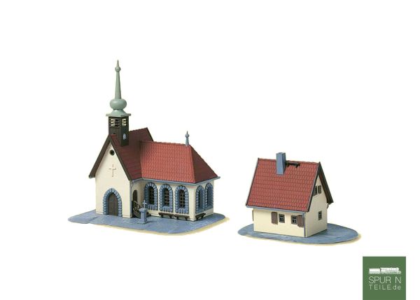 Auhagen - 14461 - Dorfkirche mit Pfarrhaus (Bausatz)