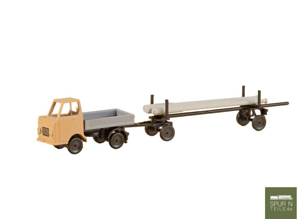 Auhagen - 44658 - Multicar M22 Pritsche mit Langmaterialanhänger (Bausatz)
