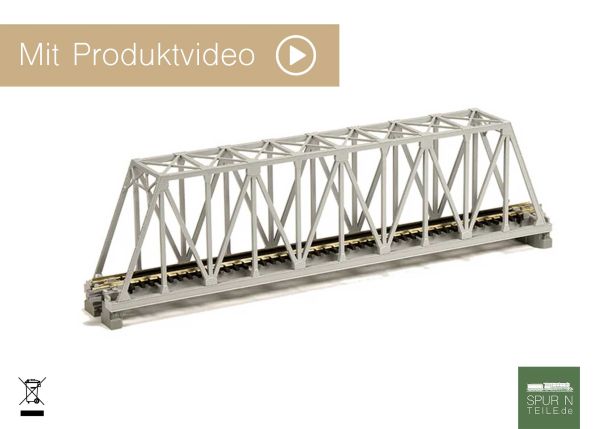 Kato Unitrack - 20-432 / 7077202 - Kastenbrücke grau mit Gleis 1-gl., 248 mm