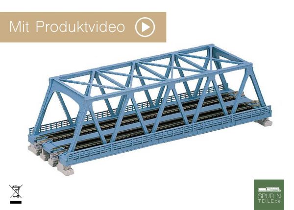 Kato Unitrack - 20-436 / 7077210 - Kastenbrücke 2-gleisig hellblau 248mm