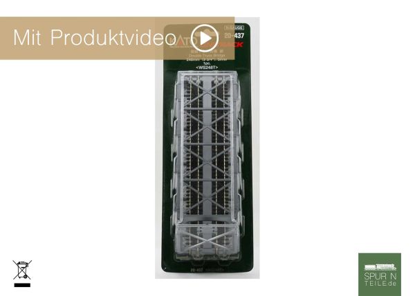 Kato Unitrack - 20-437 / 7077213 - Kastenbrücke silber 2-gleisig mit Gleis, 248 mm