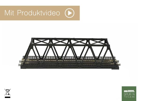 Kato Unitrack - 20-438 / 7077212 - Kastenbrücke schwarz 2-gleisig mit Gleis, 248 mm