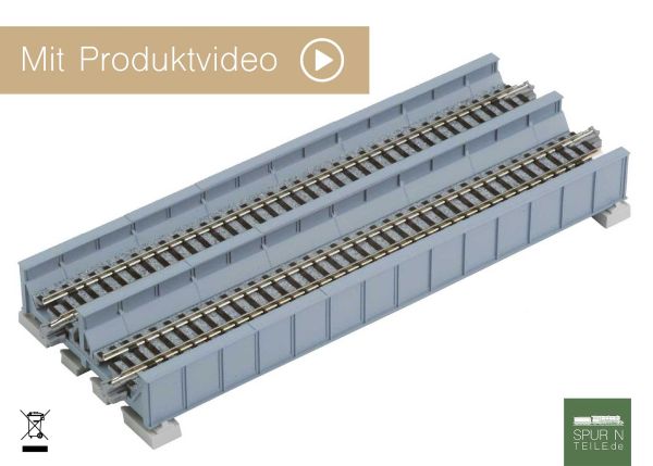 Kato Unitrack - 20-457 / 7077219 - Blechträgerbrücken zweigleisig grau, 186 mm