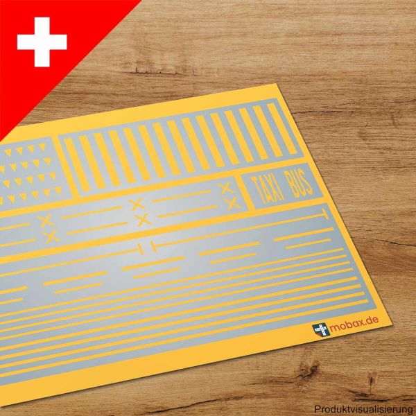 mobax - CH-G-01-N - Straßenmarkierungen Linien Set Schweiz gelb
