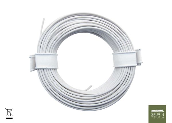 Modellbau Schönwitz - 50957 - 10m Ring Miniaturkabel Litze flexibel LIY 0,14mm² weiß