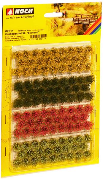 Noch - 07011 - Grasbüschel XL blühend (rot, gelb, hell- und dunkelgrün, 104 Stück, 9 mm)