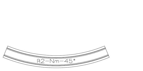 N-Tram - 206-325000A - Nm- R2 / Radius 111,4 mm - 45°, gebogenes Gleis im Asphalt