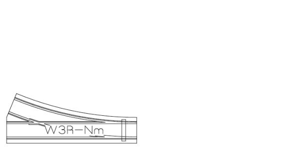 N-Tram - 206-434052RP - W3R-Nm-P, Weiche rechts, im Pflaster, 22,5°
