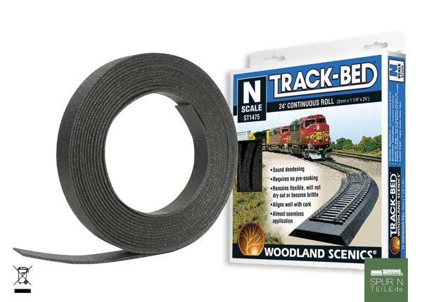 Woodland Scenics - WST1475 - Track Bed / Gleisbettung (3 x 31,7 mm, 7,31 m lang)